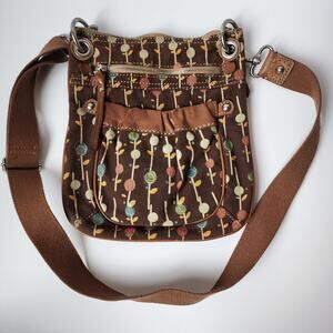 Fossil Brown Floral Dot Crossbody Bag